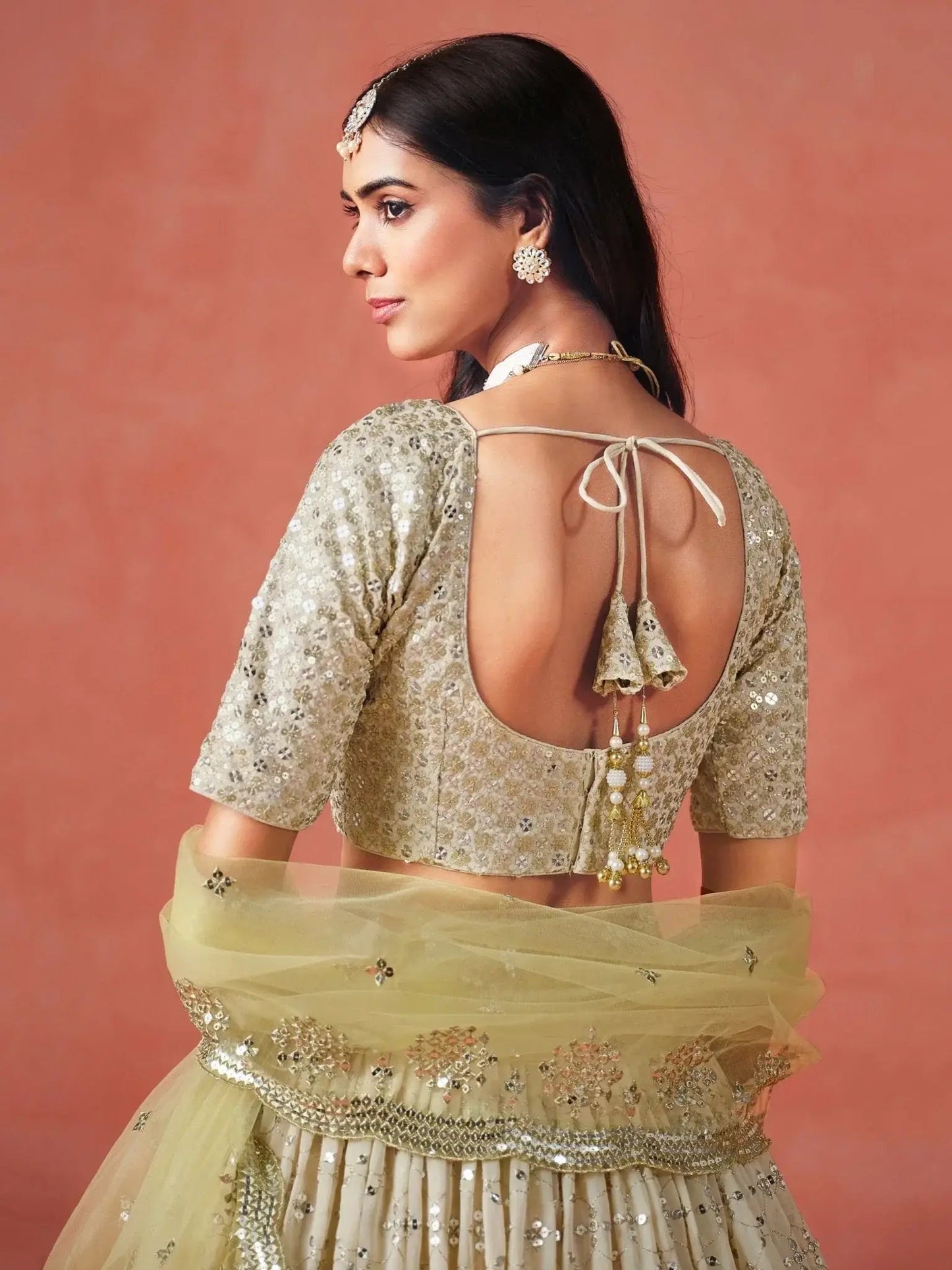 Adorning Yellow Georgette Haldi Wear Lehenga Choli With Dupatta