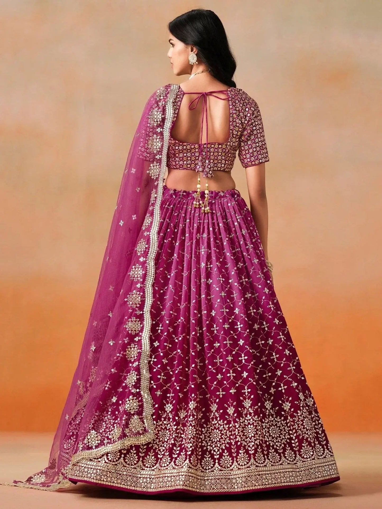 Alluring Rose Pink Zari Work Sangeet Wear Lehenga Choli