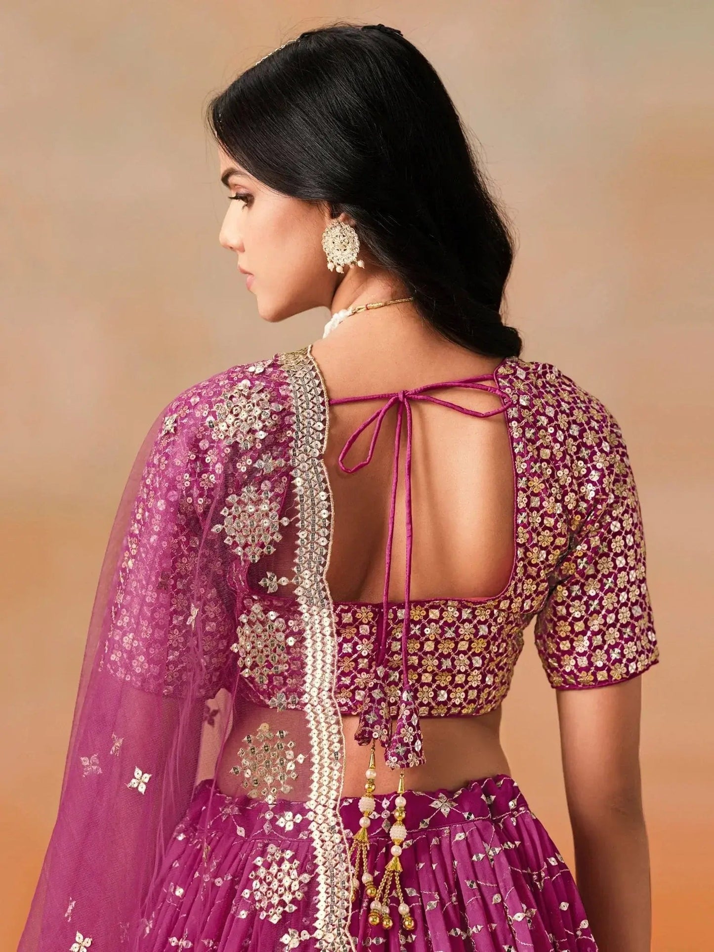 Alluring Rose Pink Zari Work Sangeet Wear Lehenga Choli