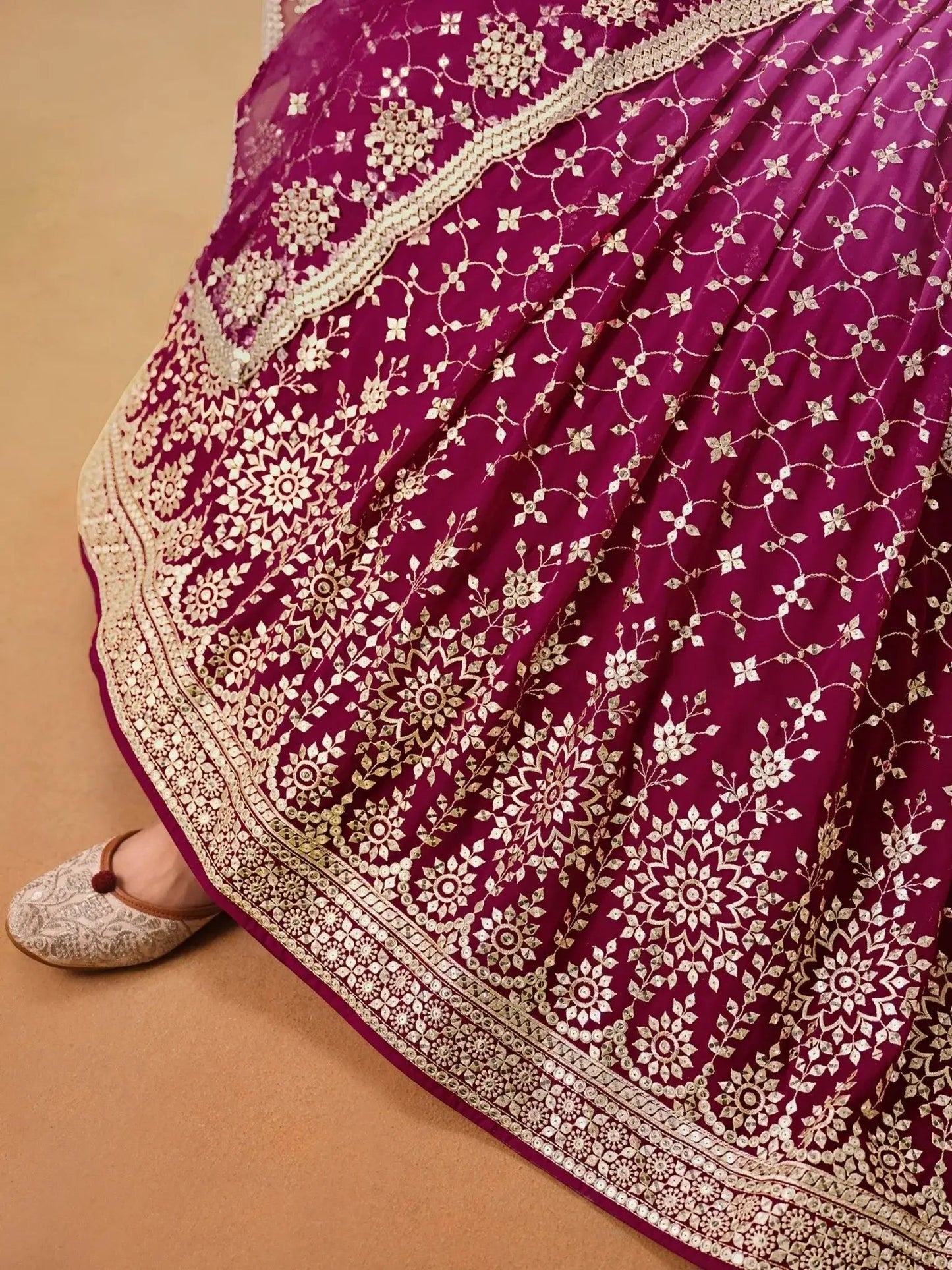 Alluring Rose Pink Zari Work Sangeet Wear Lehenga Choli