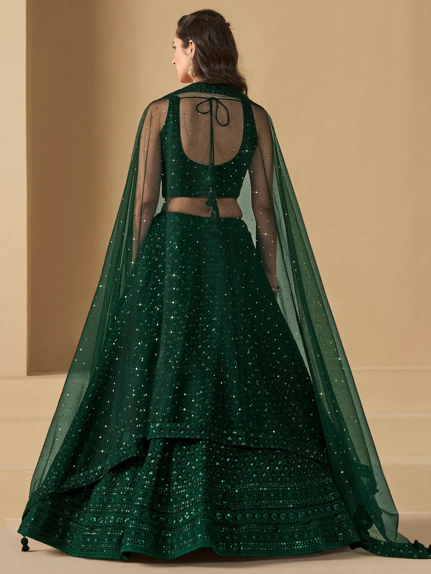 Awesome Green Sequins Georgette Festival Wear Lehenga Choli