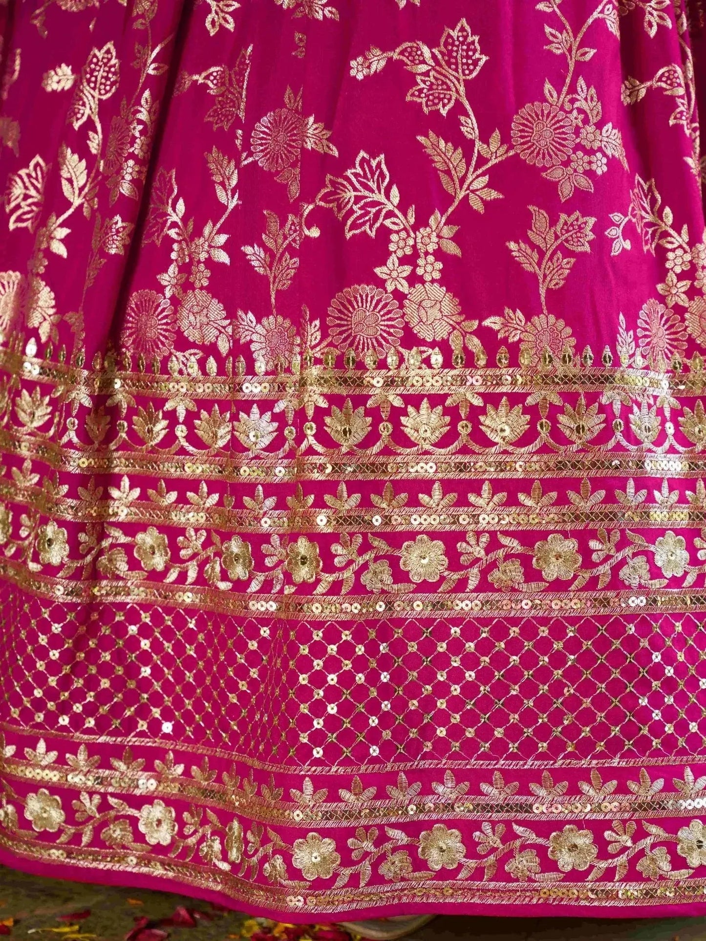 Captivating Rani Pink Thread Embroidery Wedding Wear Lehenga Choli