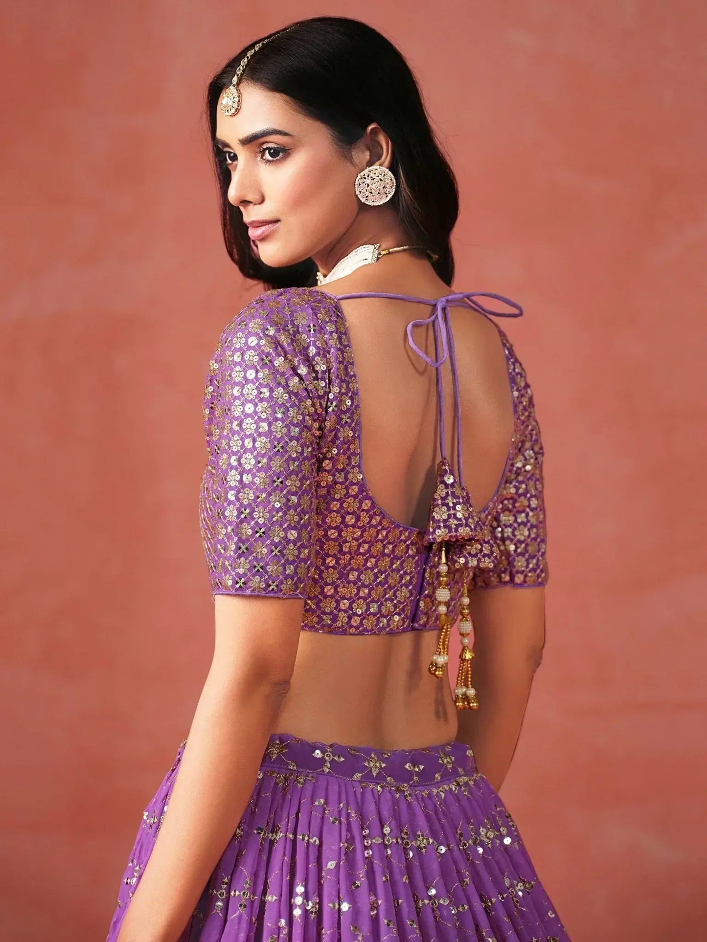 Charming Purple Sequins Work Wedding Wear Lehenga Choli