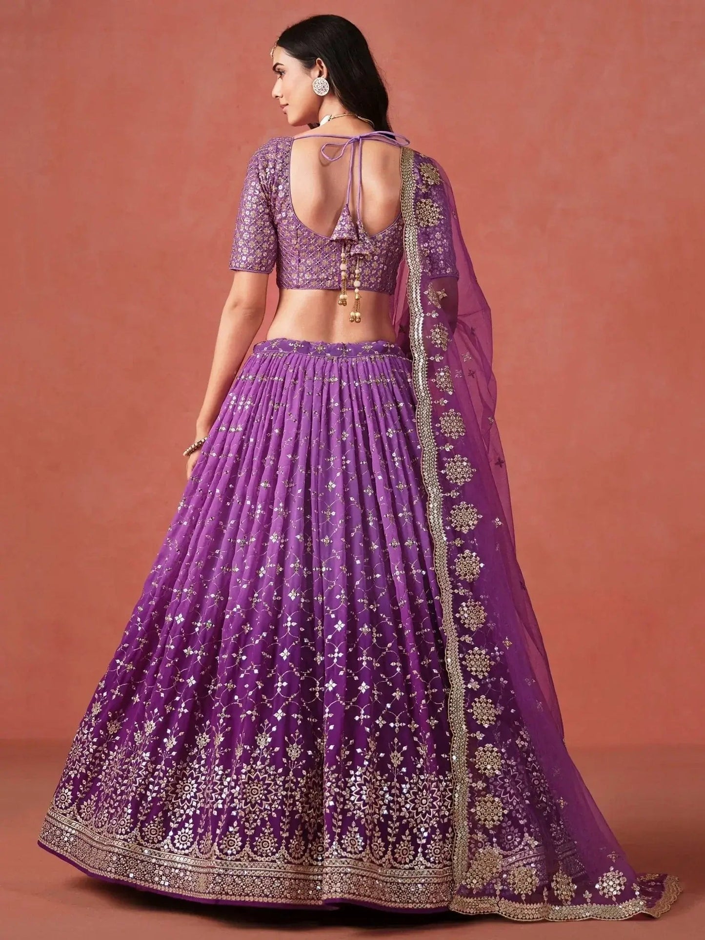 Charming Purple Sequins Work Wedding Wear Lehenga Choli