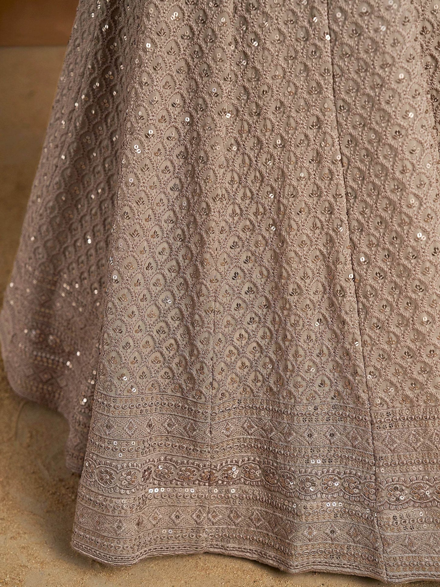 Lovely Grey Thread Embroidered Georgette Lehenga Choli With Dupatta