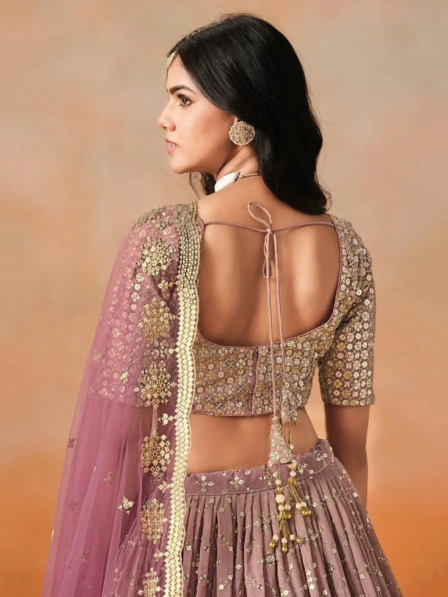 Lovely Pink Georgette Engagement Wear Lehenga Choli