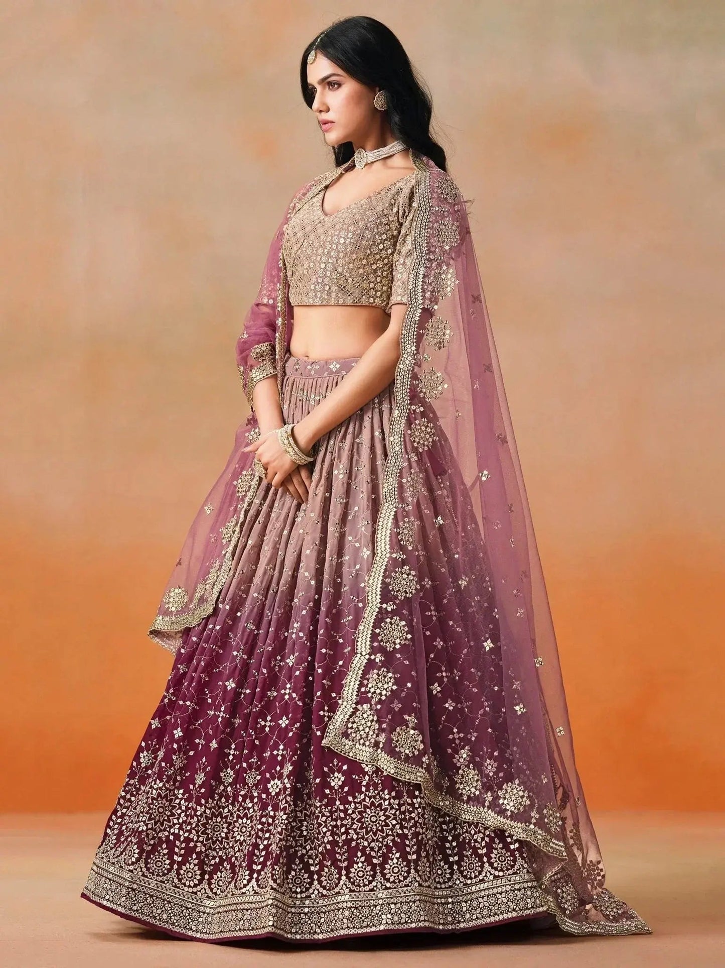 Lovely Pink Georgette Engagement Wear Lehenga Choli