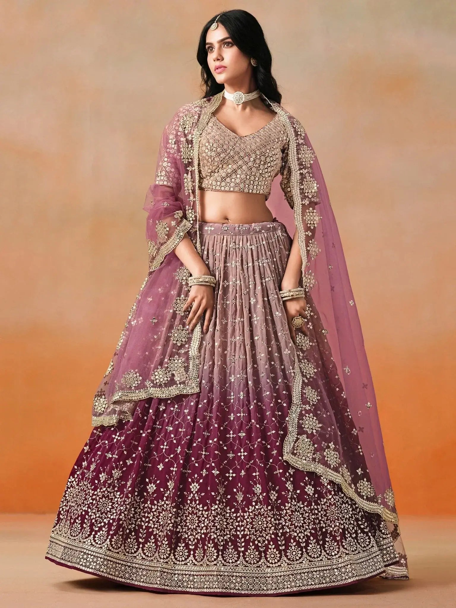 Lovely Pink Georgette Engagement Wear Lehenga Choli - Ethnic Plus In