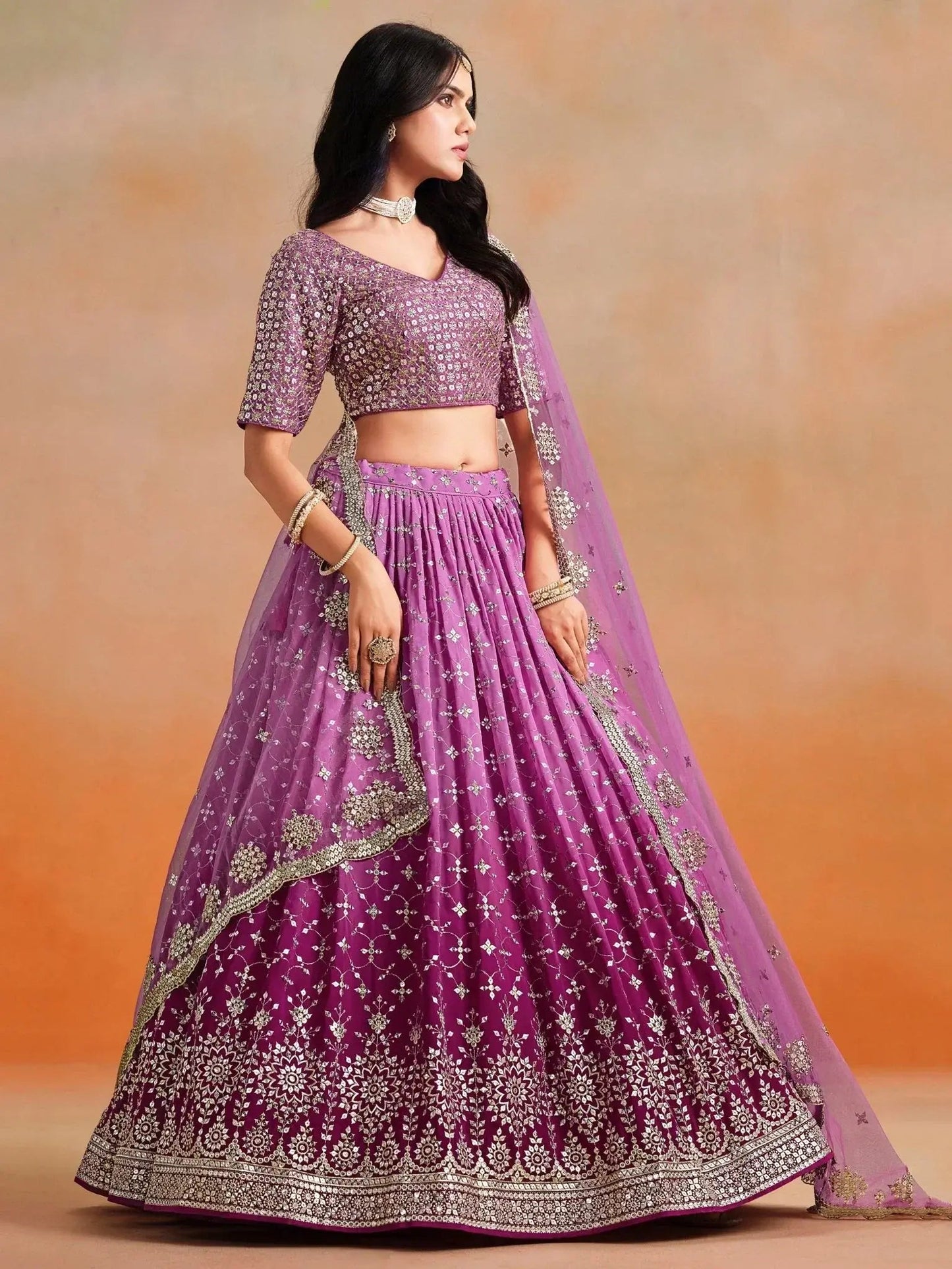 Mesmerizing Pink Embroidered Bridesmaids Lehenga Choli