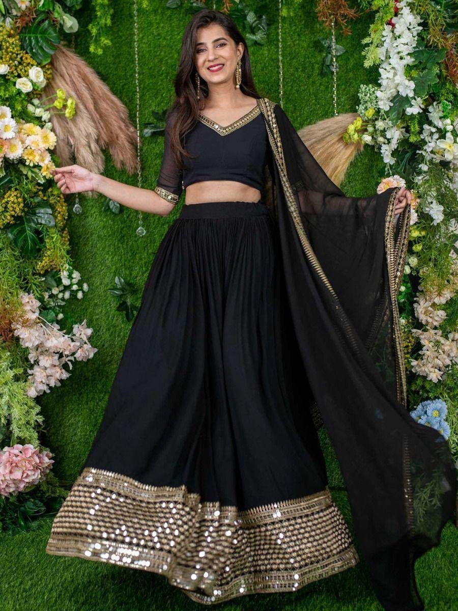 Dazzle Black Zari Embroidered Georgette Festival Wear Lehenga Choli