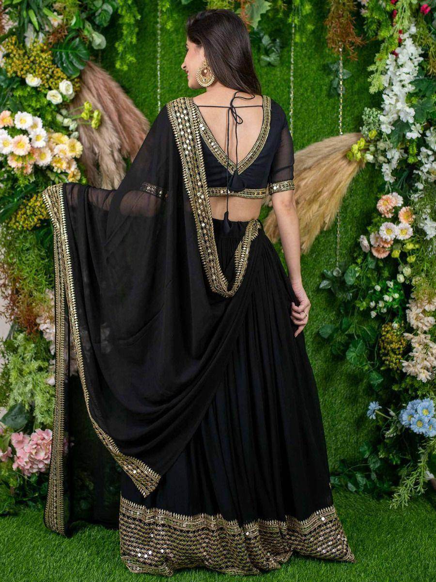 Dazzle Black Zari Embroidered Georgette Festival Wear Lehenga Choli