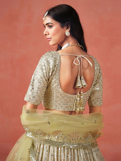 Adorning Yellow Georgette Haldi Wear Lehenga Choli With Dupatta