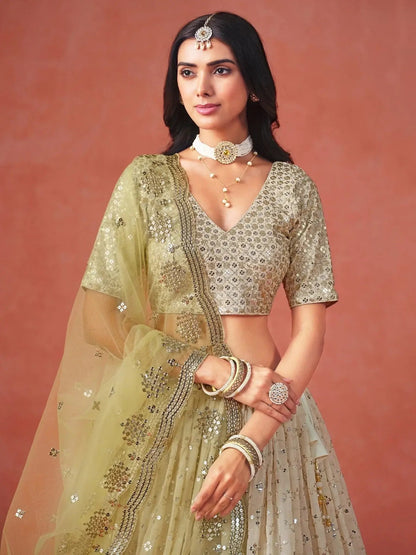 Adorning Yellow Georgette Haldi Wear Lehenga Choli With Dupatta