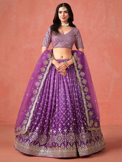 Charming Purple Sequins Work Wedding Wear Lehenga Choli