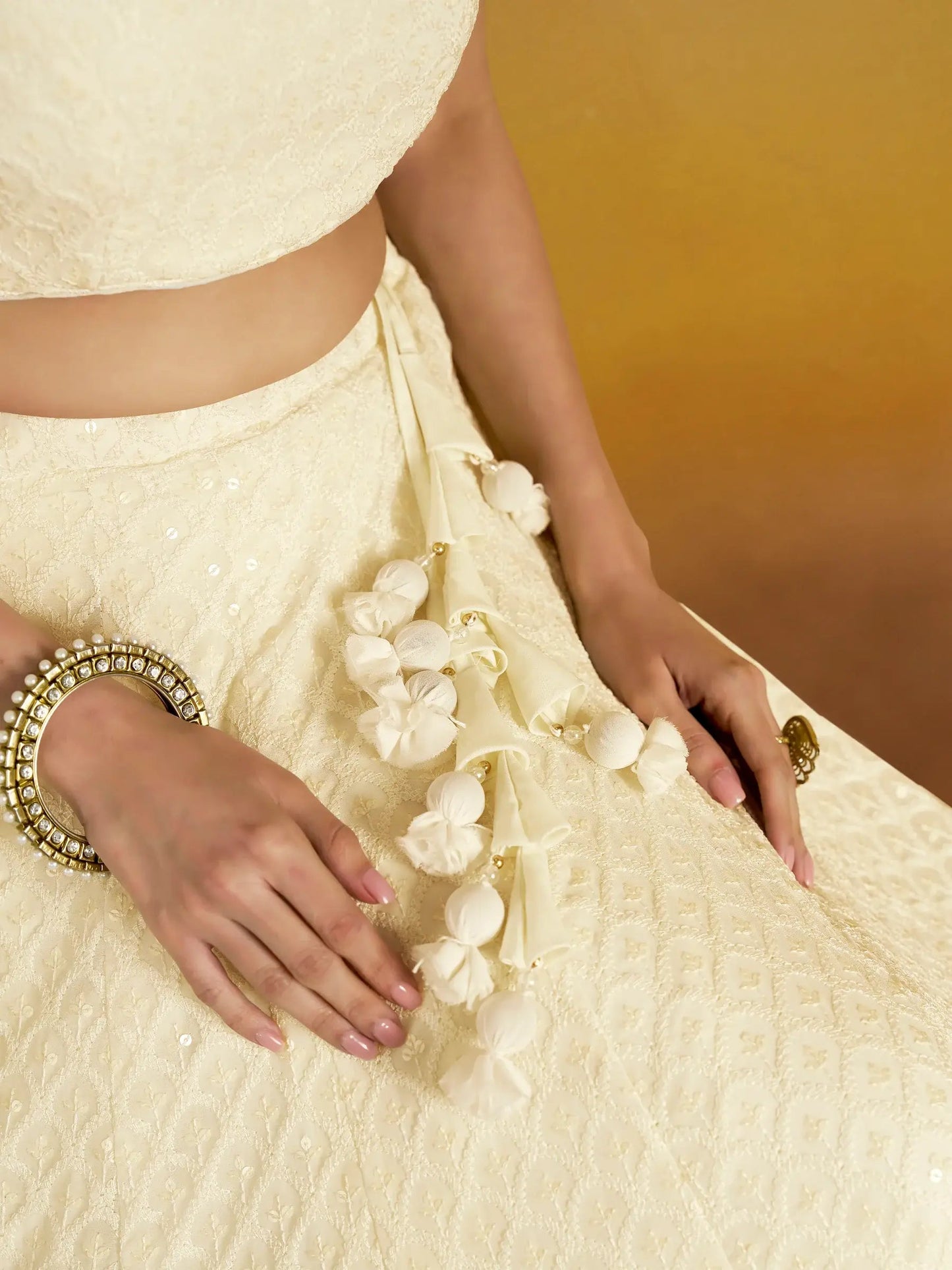 Enchanting Off-White Thread Work Georgette Traditional Lehenga Choli