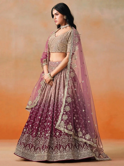 Lovely Pink Georgette Engagement Wear Lehenga Choli