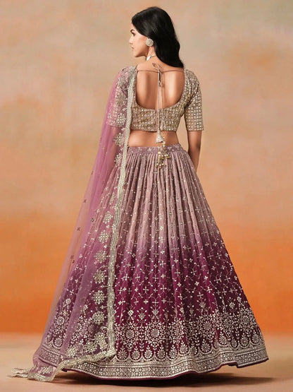 Lovely Pink Georgette Engagement Wear Lehenga Choli