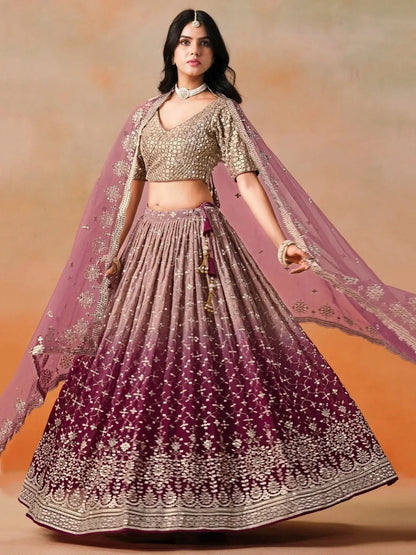 Lovely Pink Georgette Engagement Wear Lehenga Choli