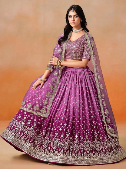 Mesmerizing Pink Embroidered Bridesmaids Lehenga Choli