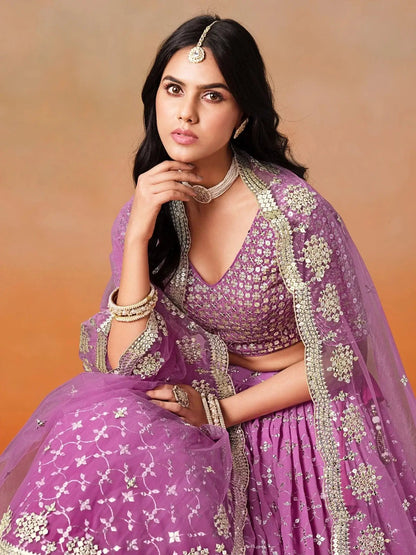 Mesmerizing Pink Embroidered Bridesmaids Lehenga Choli