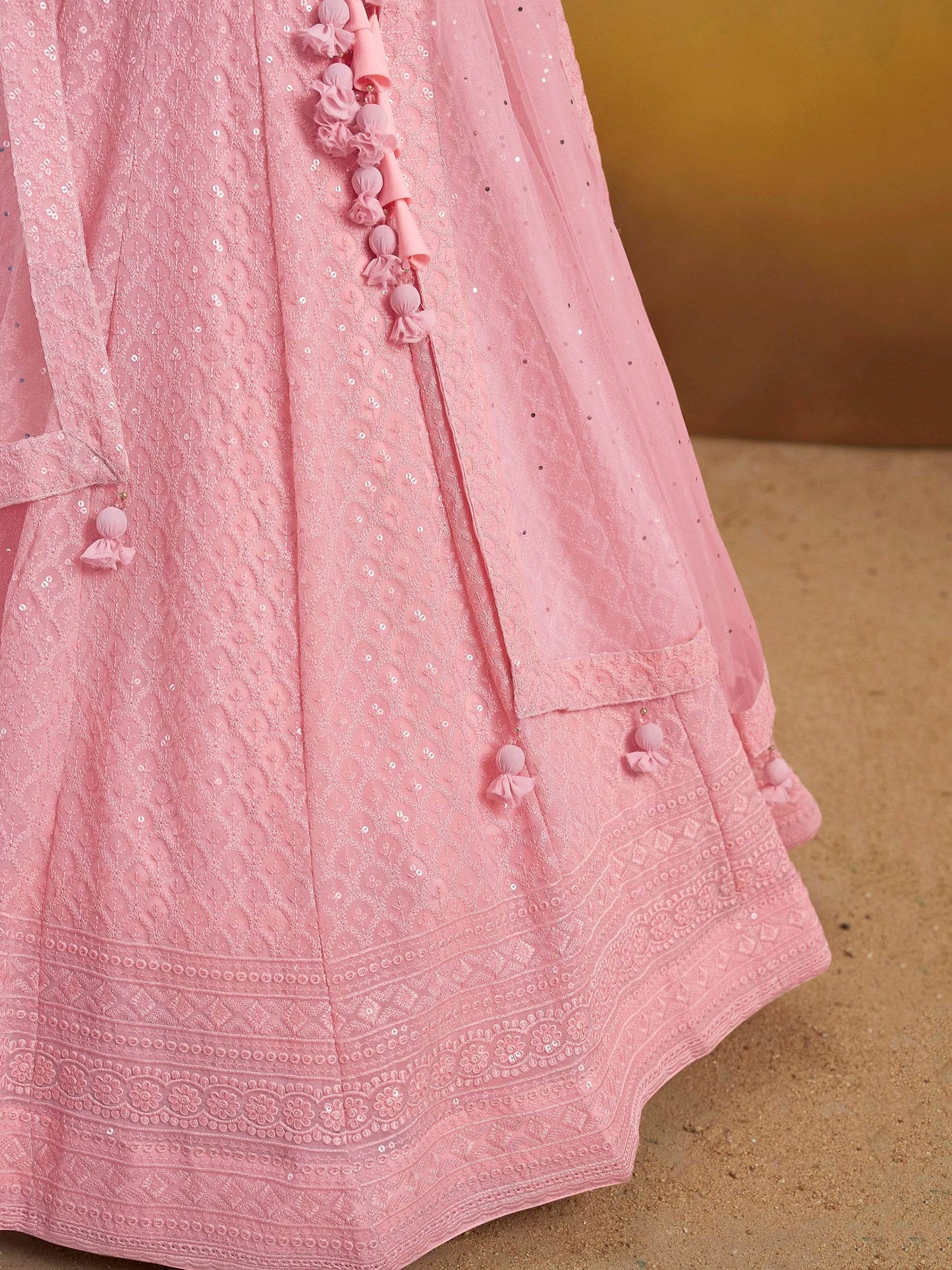 Precious Pink Sequins Georgette Festival Wear Lehenga Choli