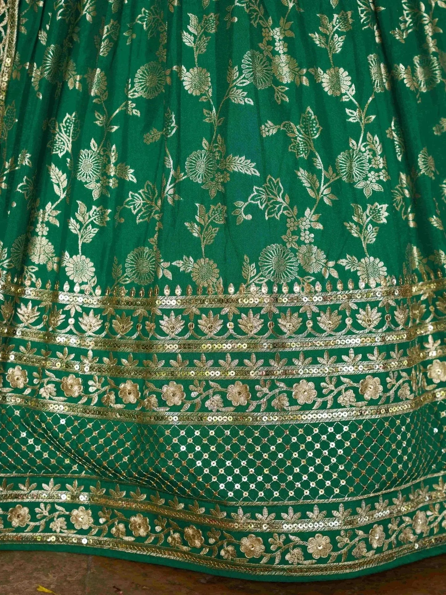 Rich Rama Green Zari Embroidered Traditional Lehenga Choli