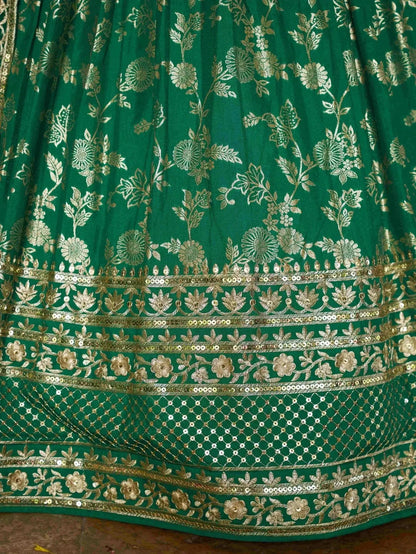 Rich Rama Green Zari Embroidered Traditional Lehenga Choli